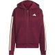 2. Women's adidas Essentials 3-Stripes Full-Zip Burgundy Sweatshirt KX0785