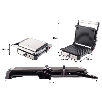 4. ELDOM CONTACT GRILL GK200 2000W, TEMPERATURE CONTROL, TWO FAT CONTAINERS, PLATES WITH NON-STICK COATING
