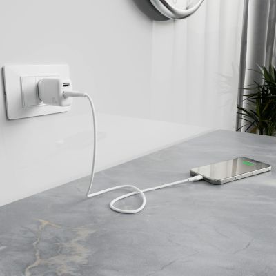 8. Puro PROLITE 10W 2x USB-A wall charger + USB-A - USB-C cable 1.2m - white