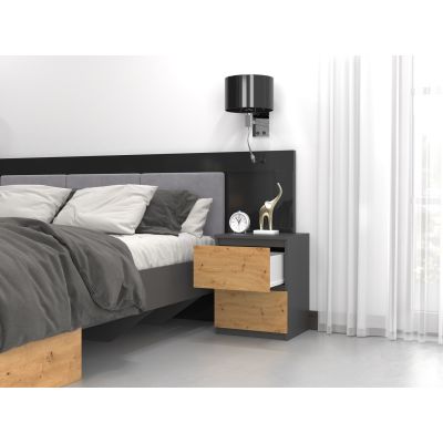 2. Bedside table W2 40x40xH52 anthracite/artisan