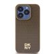3. DKNY Leather Pattern Metal Logo MagSafe Case for iPhone 15 Pro Max - Brown
