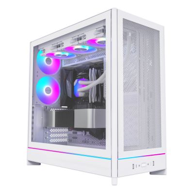 5. Montech HS01 PRO PC Case, Midi-Tower, ATX, aRGB, Tempered Glass - White