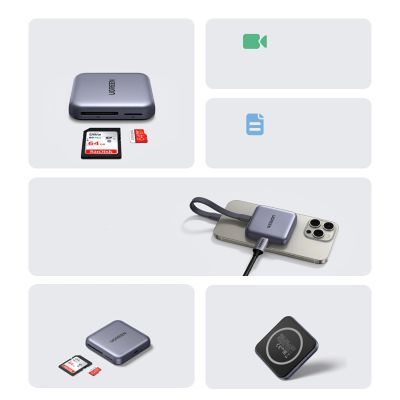 7. Ugreen Magnetic Memory Card Reader + 100W PD 3in1 Charger - Gray