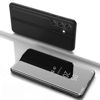 Clear View Case for Samsung Galaxy S25+ Cover with Flip - Black