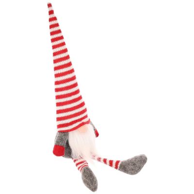 6. DECORATIVE SITTING GNOME 30+10 CM WITH A HAT AND STRIPED LEGS