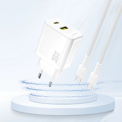2. Dudao A27TEU PD 30W GaN USB-A USB-C Wall Charger - White