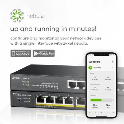 4. Zyxel GS1915-8EP Switch 8p PoE (PoE+: 8;) 60W Managed Gigabit