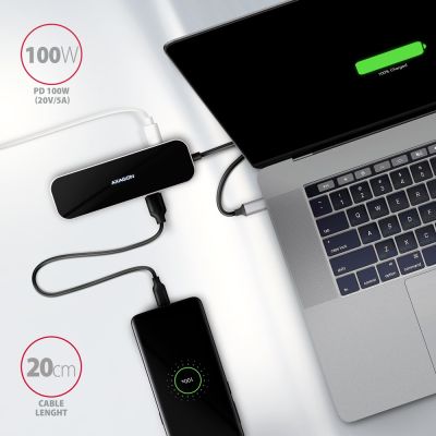 7. Axagon HMC-6GL USB 3.2 Gen 1 (3.1 Gen 1) Type-C Docking Station Black, Gray