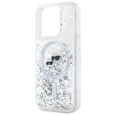 6. Karl Lagerfeld Liquid Glitter Karl & Choupette Head Magsafe Case for iPhone 15 Pro Max - Clear