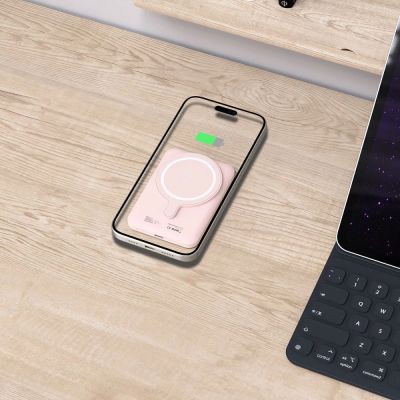 7. Tech-Protect LifeMag PB10 Powerbank with MagSafe 5000mAh 15W USB-C port - pink + USB-C cable