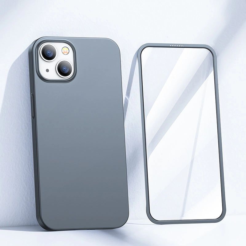 2. Joyroom 360 Full Case front and back cover for iPhone 13 + tempered glass screen protector grey (JR-BP927 tranish)