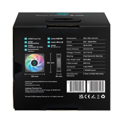 9. Iceberg Thermal IceGALE Lightning ARGB Computer Case Fan 12cm Black 3 pcs.