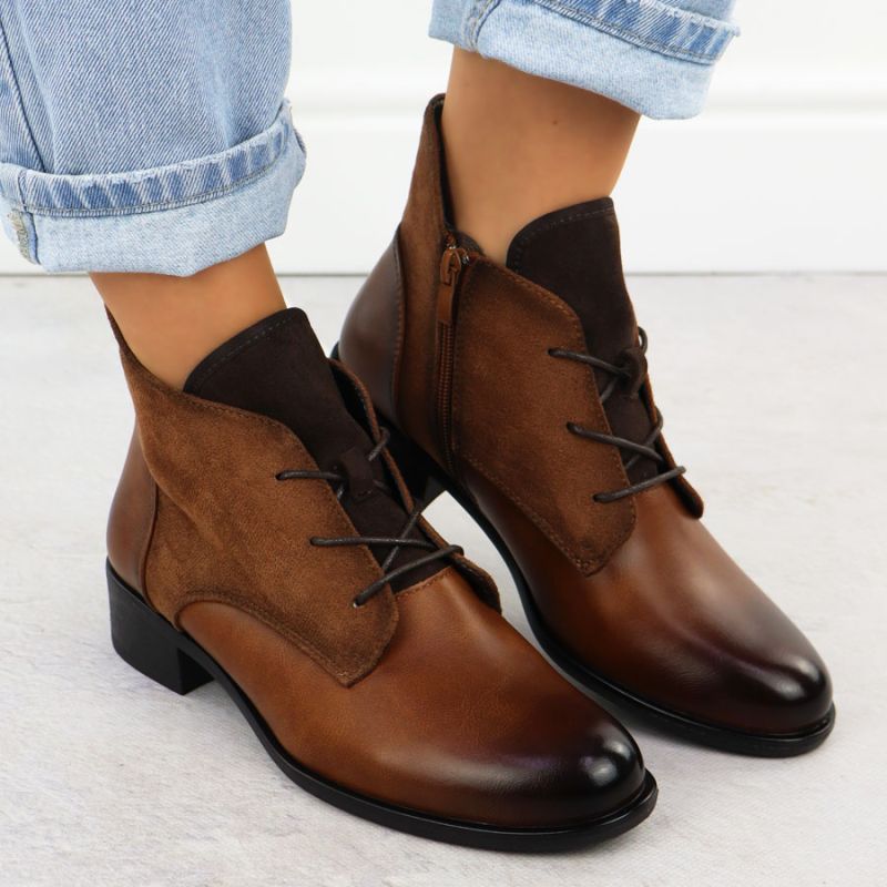 7. Women’s Camel Winter Ankle Boots Jezzi ASA198-15