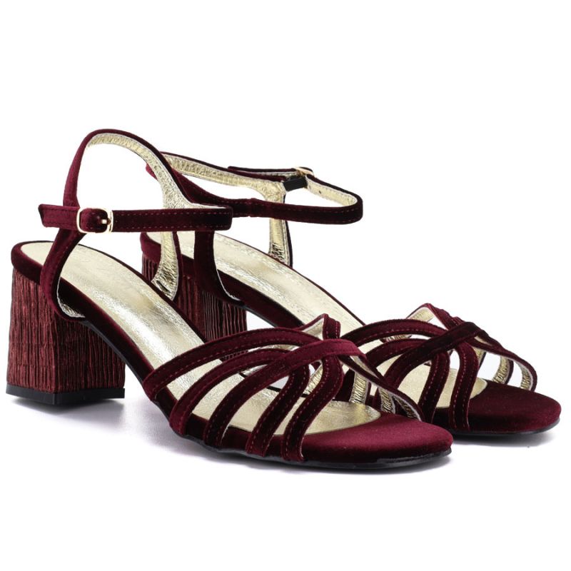 2. Women's Burgundy Block Heel Sandals D&A by S.Barski SR61-0102
