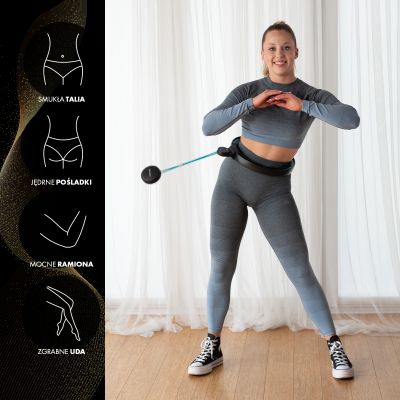 11. MAGNETIC HULA HOP SET BLACK/TURQUOISE HHM17 WITH HMS COUNTER + SLIMMING BELT BR163 RED