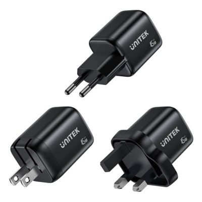 5. UNITEK 2X GAN 45W CHARGING UNIT, 2XUSB-C PD 3.0, QC, BLACK