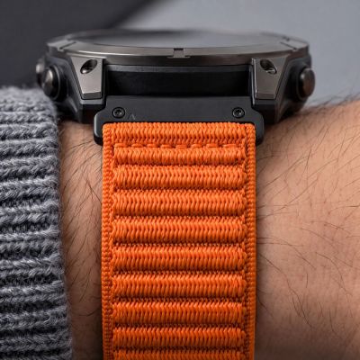 10. Tech-Protect NylonLoop Strap for Garmin Fenix 5X / 5X Plus / 6X / 6X Pro / 7X / 8 / 8 Pro / 9 / 9 Pro (51 mm) – Orange