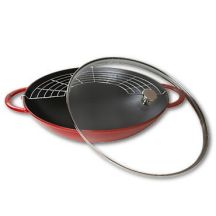Staub Cast Iron Wok with Lid – Red, 37 cm