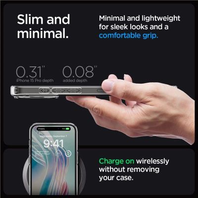 5. Spigen Crystal Hybrid iPhone 15 Pro Case - Clear
