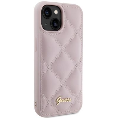 4. Guess Quilted Metal Logo case for iPhone 15 - pink