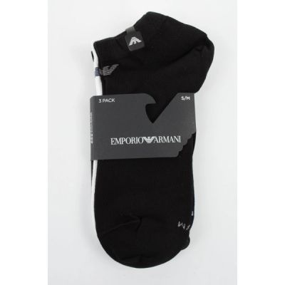 3. Emporio Armani Calza Ankle Socks Cotton Comfortable 3-Pack Navy Blue Black White