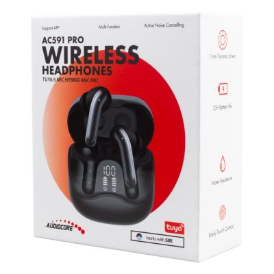 7. AUDIOCORE WIRELESS HEADPHONES, HYBRID ANC, ENC, 6 MICROPHONES, CHARGING CASE, TUYA AC591