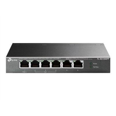 4. Switch TP-Link TL-SG1006PP Gigabit Desktop Switch, 6 ports, including 3 PoE+ ports and 1 PoE++ port