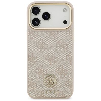 3. Guess 4G Strass Logo & Big Strap Metal Buttons MagSafe Case for iPhone 17 Pro Max - Pink