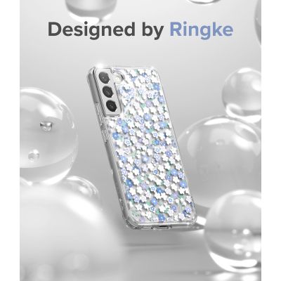 7. Ringke Fusion Design Armored Case Cover with Gel Frame for Samsung Galaxy S22 + (S22 Plus) transparent (Floral) (F593R31)