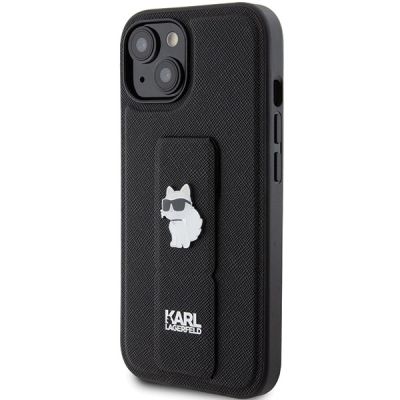2. Karl Lagerfeld Gripstand Saffiano Choupette Pins Case for iPhone 15 Plus / 14 Plus - Black