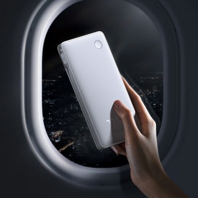 24. Baseus Airpow Lite 10000mAh 22.5W Power Bank with Built-in USB-C and Lightning Cables - White