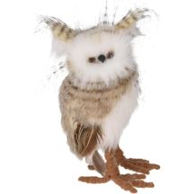DECORATIVE OWL STANDING RIGHT 17CM BROWN