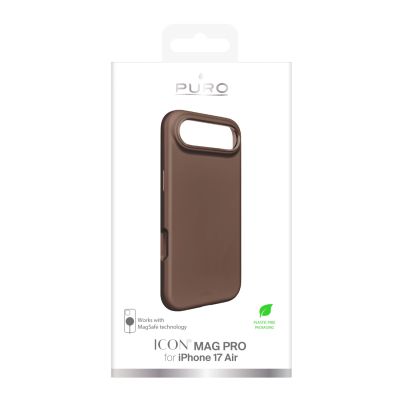 2. Puro Icon Mag Pro Liquid Silicone Case for iPhone 17 Air, MagSafe Compatible, with Camera Protection and Aluminum Buttons - Brown
