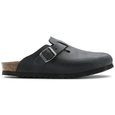 10. Birkenstock Boston Black women's/men's clogs, oiled leather, narrow slippers (0059463)