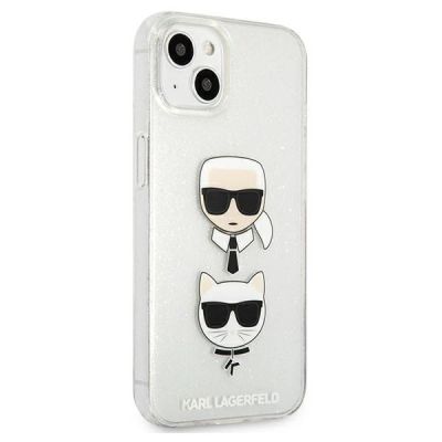 4. Karl Lagerfeld Glitter Karl's & Choupette Head case for iPhone 13 mini - silver