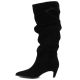 7. Women's leather boots, ruffled, black, Vinceza ZHI27-89167