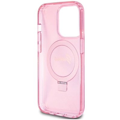 7. Guess Ring Stand Script Glitter MagSafe case for iPhone 15 Pro Max - pink