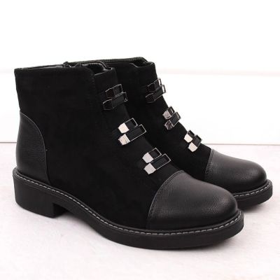 16. Women’s Black Suede-Look Ankle Boots with Warm Lining M.Daszyński SA252-4