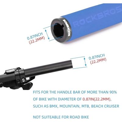 3. Rockbros BT1001BLBK sponge bicycle handlebar grips - blue and black