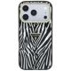 3. Guess IML Zebra Glitter Triangle Logo MagSafe Case for iPhone 17 Pro Max / 18 Pro Max - Silver