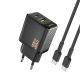 Dudao A27TCEU PD 30W GaN USB-A USB-C Wall Charger with USB-C Cable - Black