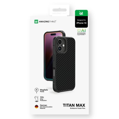 5. AmazingThing Titan Max Case with 1500D Aramid Fibers for iPhone 16 - Black