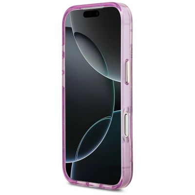 5. Guess IML Glitter Flowers Triangle MagSafe Case for iPhone 17 Pro / 18 Pro - Purple