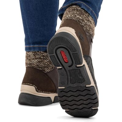 6. Waterproof Women’s Brown Platform Ankle Boots Rieker 45956-25