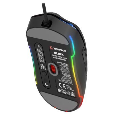 8. RAMPAGE WIRED GAMING MOUSE 12800 DPI BLINK BLACK