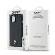 8. DKNY Leather Monogram Pattern Metal Logo MagSafe Case for iPhone 15/14/13 - Black