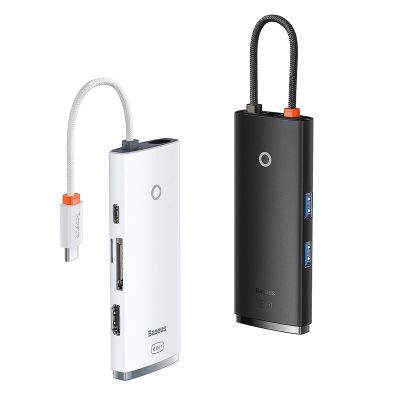 12. Baseus Lite Series multifunctional HUB USB Type C - 2 x USB 3.0 / USB Type C PD / HDMI 1,4 / SD / TF black (WKQX050101)