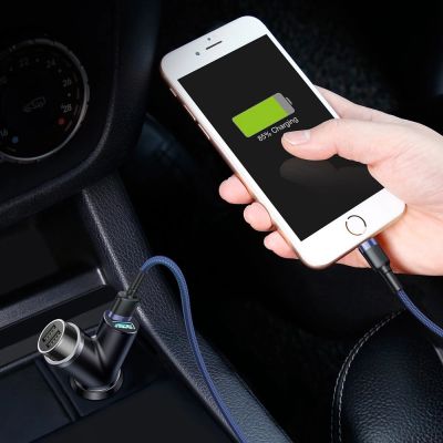 7. Baseus Y Type Car Charger car charger 2x USB + cigarette lighter socket 3.4A black (CCALL-YX01)
