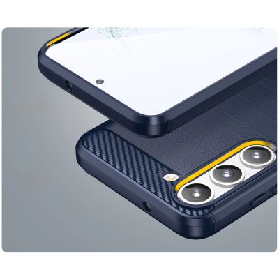8. Carbon Case for Samsung Galaxy S23+ flexible silicone carbon cover blue