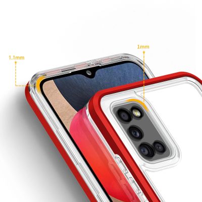 4. Clear 3in1 case for Samsung Galaxy A03s (166) frame gel cover red